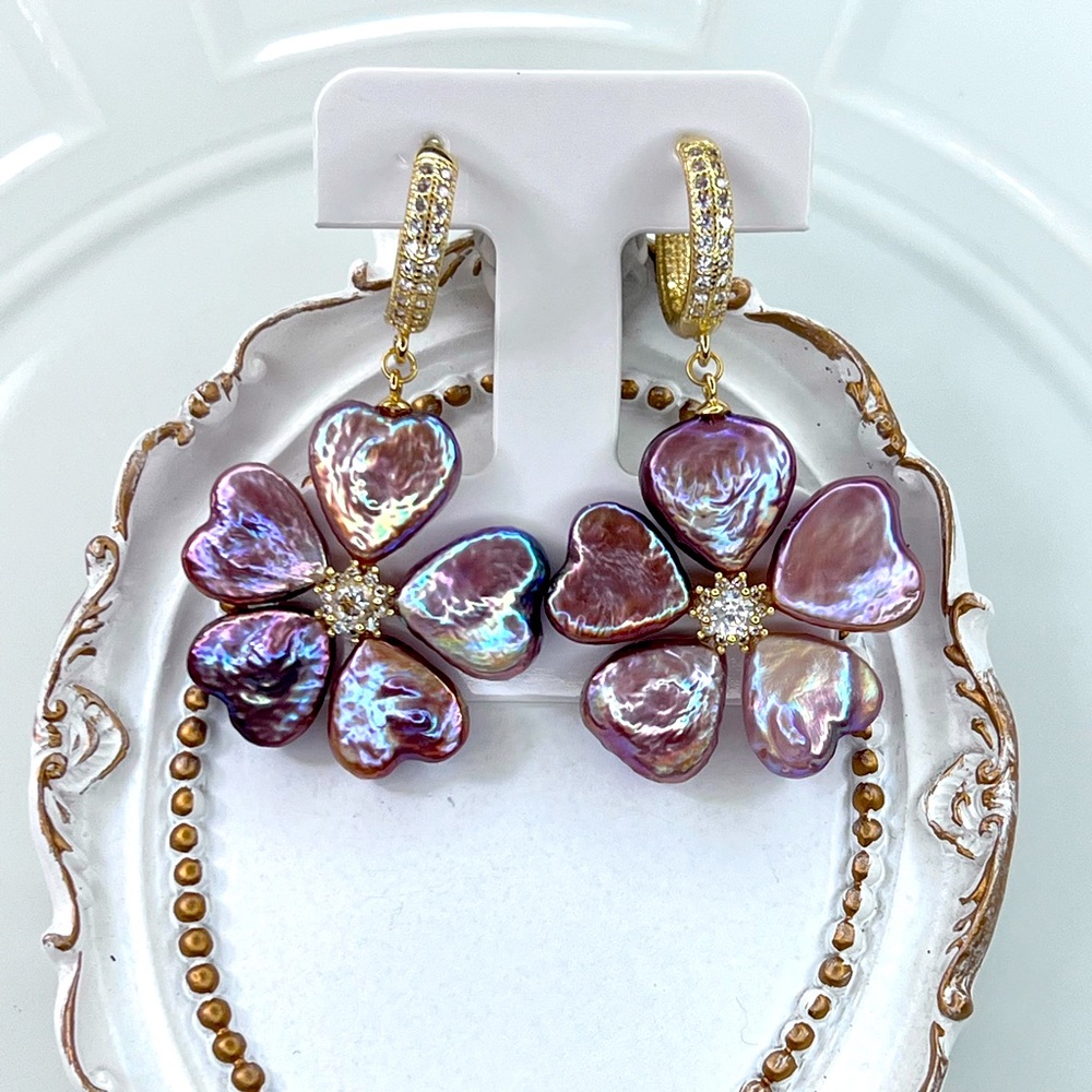 Handmade Freshwater Pearl Unicorn Clover 🍀 Heart 💜 Flower 🌺 S925 Posts Earrings